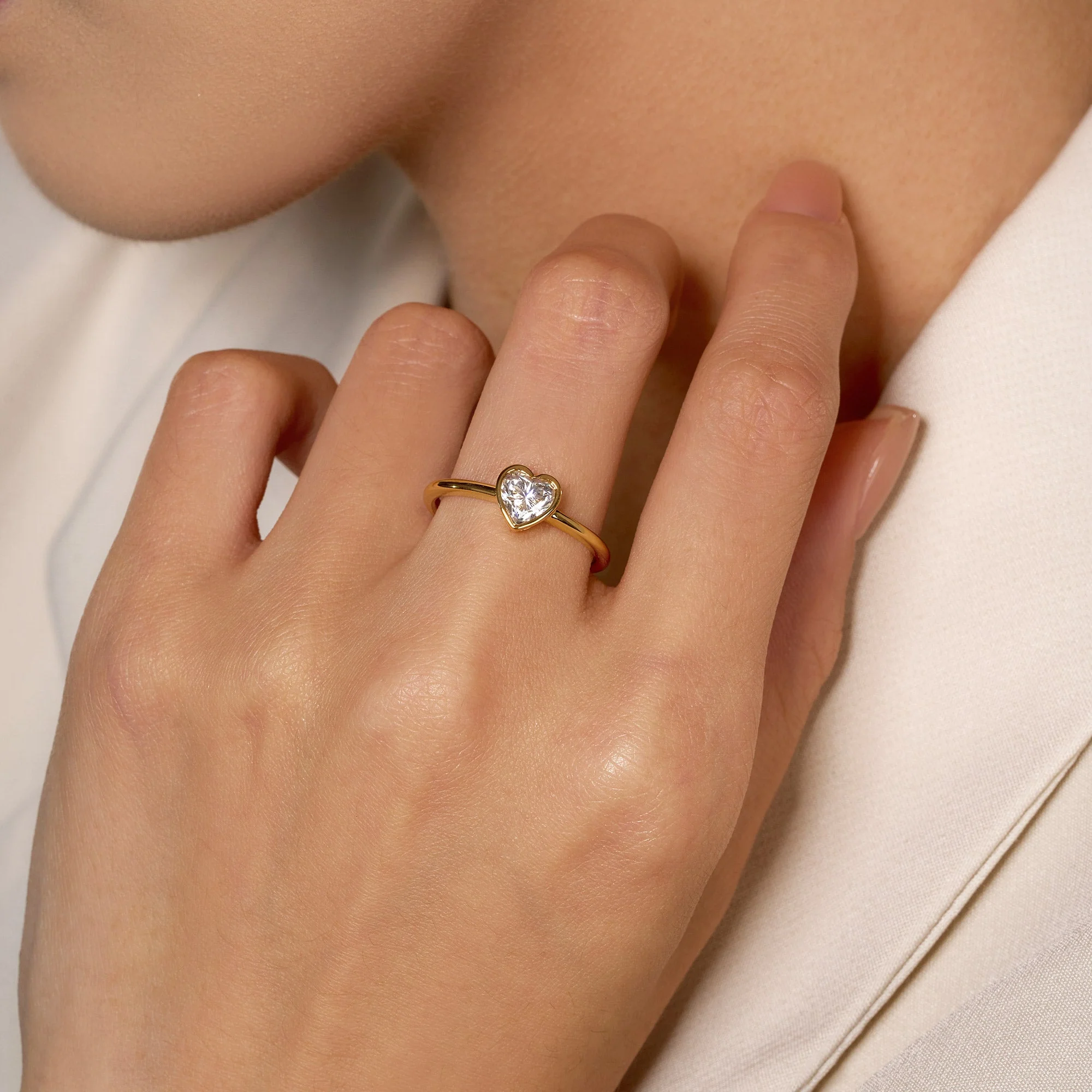 Heart-Shaped Moissanite Bezel Ring - Image 8