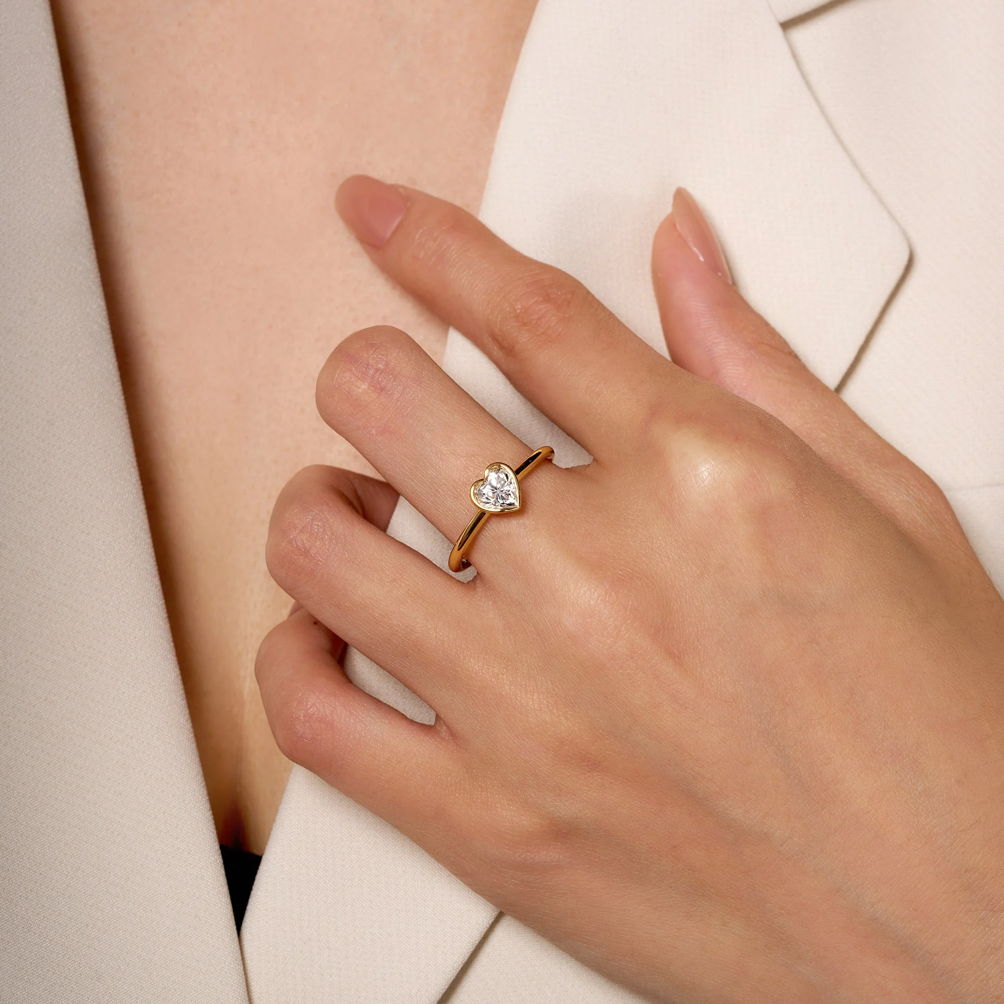 Heart-Shaped Moissanite Bezel Ring - Image 9