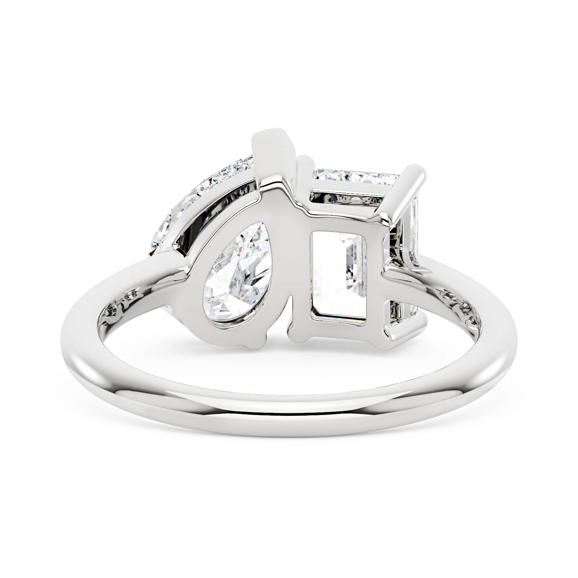 Emerald and Pear Moissanite Toi et Moi Ring - Image 6