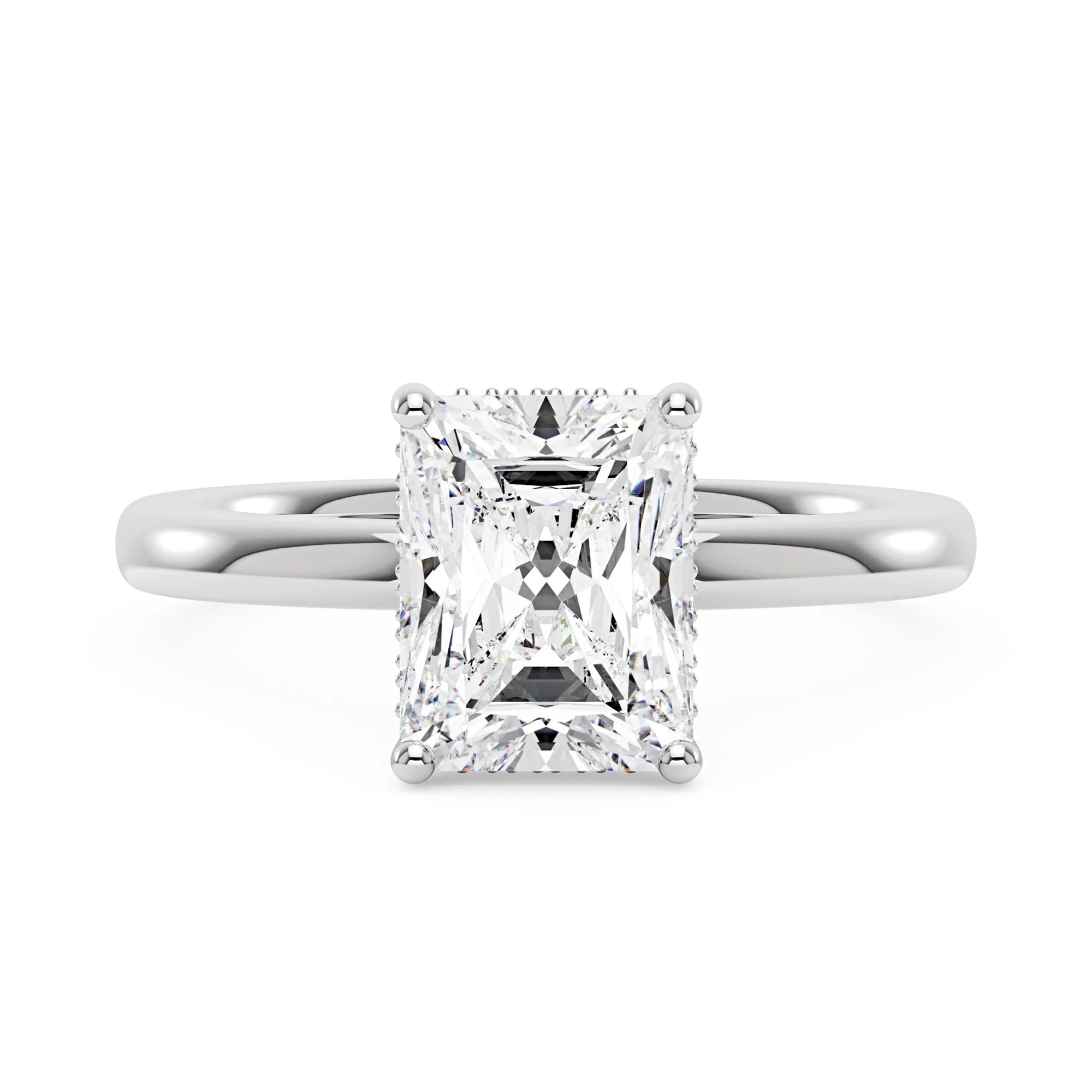 Hidden Halo Radiant Moissanite Ring - Image 4