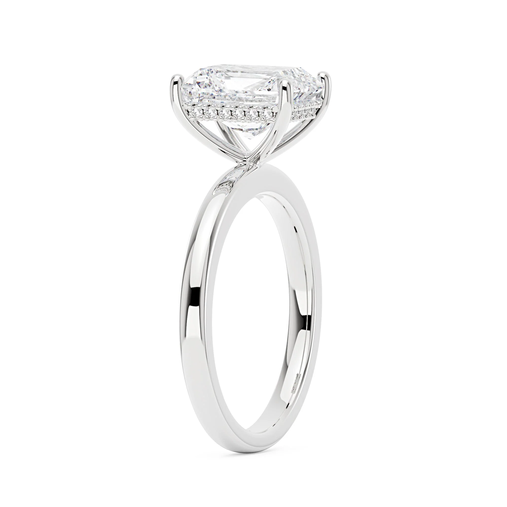Hidden Halo Radiant Moissanite Ring - Image 5