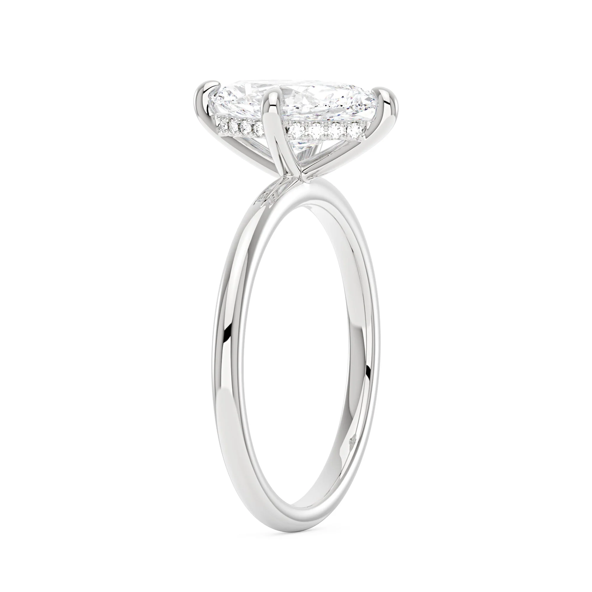 Marquise Shaped Moissanite Solitaire Ring with Hidden Halo - Image 5