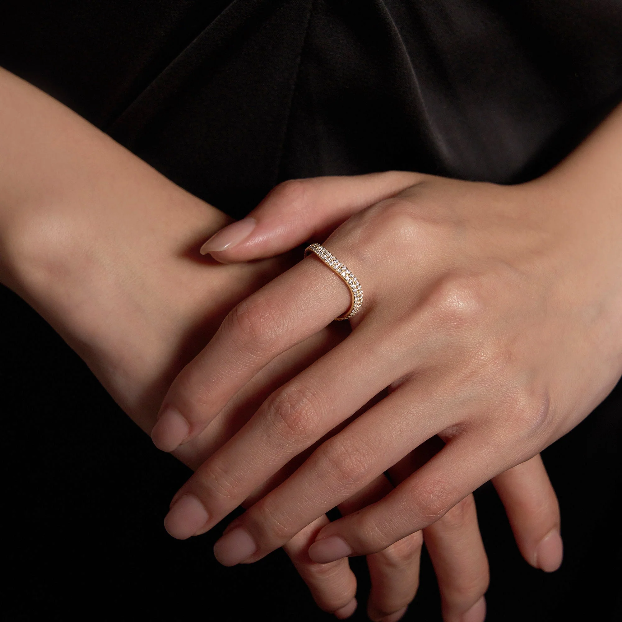 Nature Inspired Moissanite Wave Pavé Half Eternity Band - Image 8