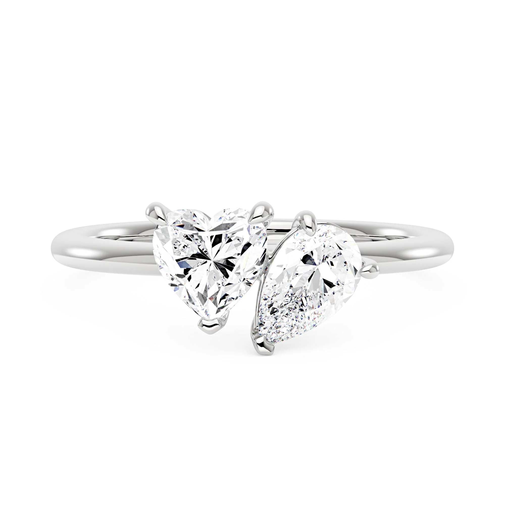Pear Heart Moissanite Toi et Moi Ring - Image 4