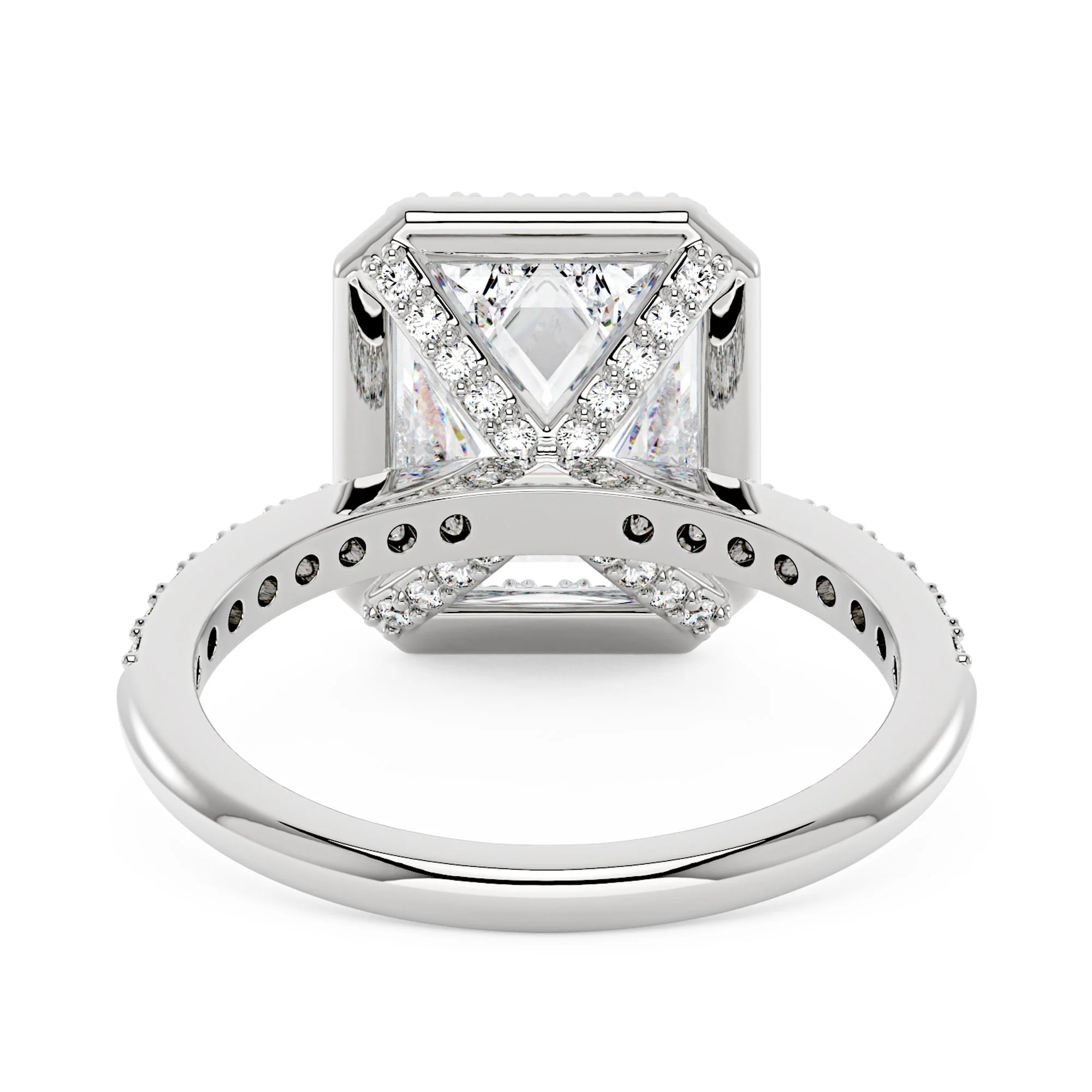 Radiant Halo Ring with Pavé Band - Image 3