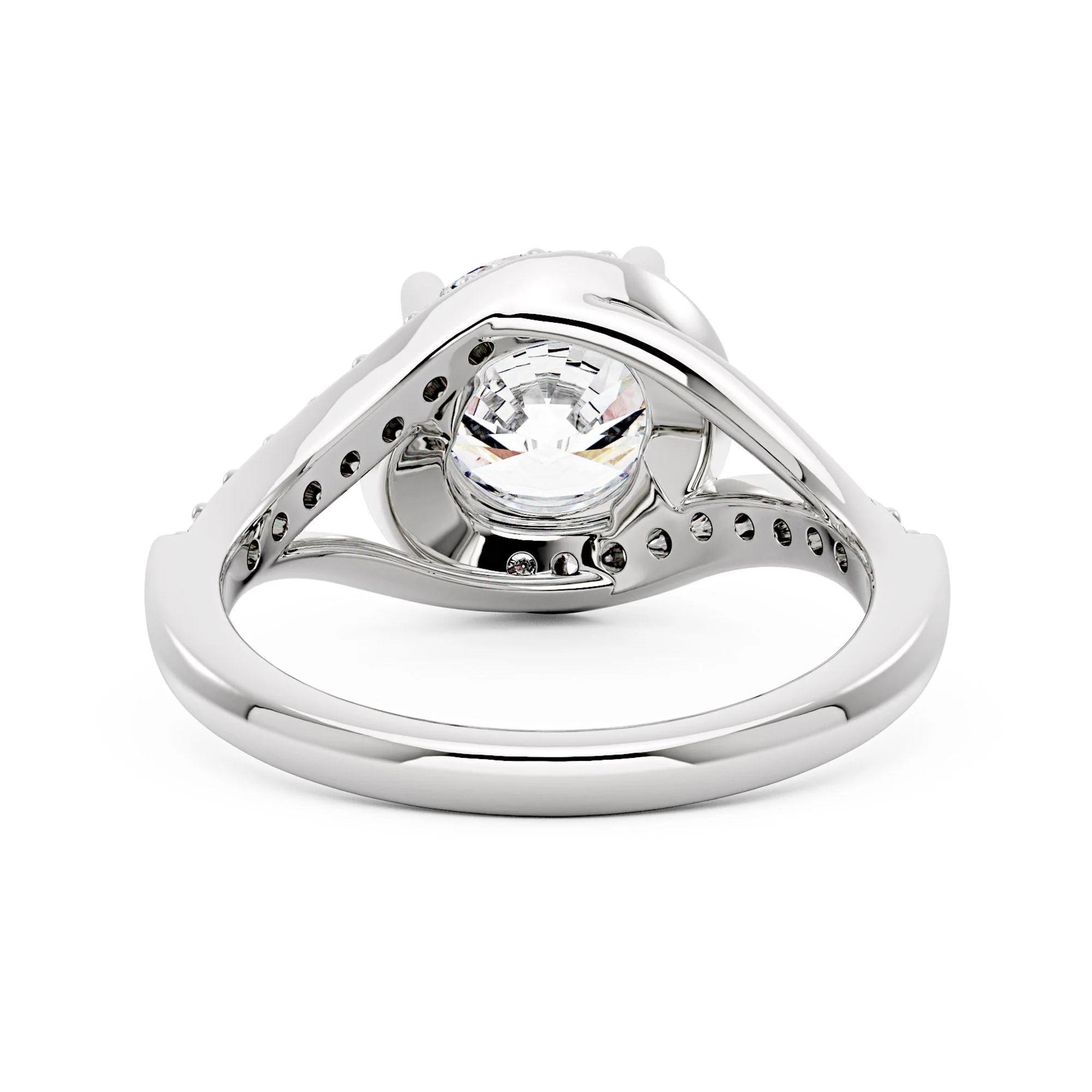 Starlight Halo Moissanite Ring with Twist Pavé Band - Image 3