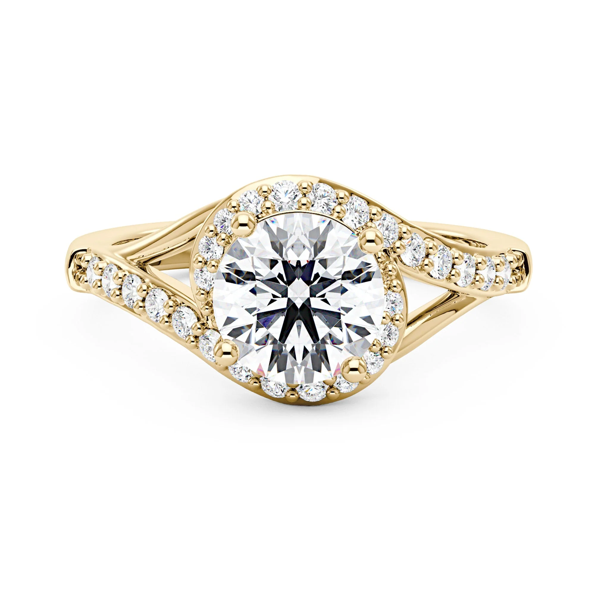 Starlight Halo Moissanite Ring with Twist Pavé Band - Image 4