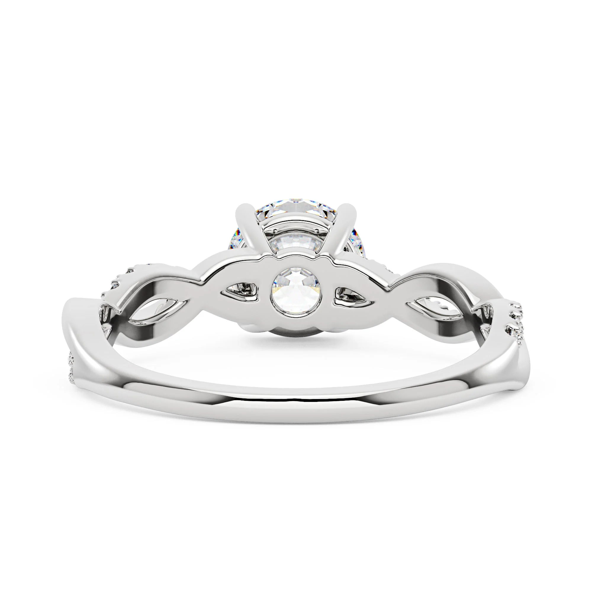 Intertwined Round Solitaire Moissanite Ring - Image 3